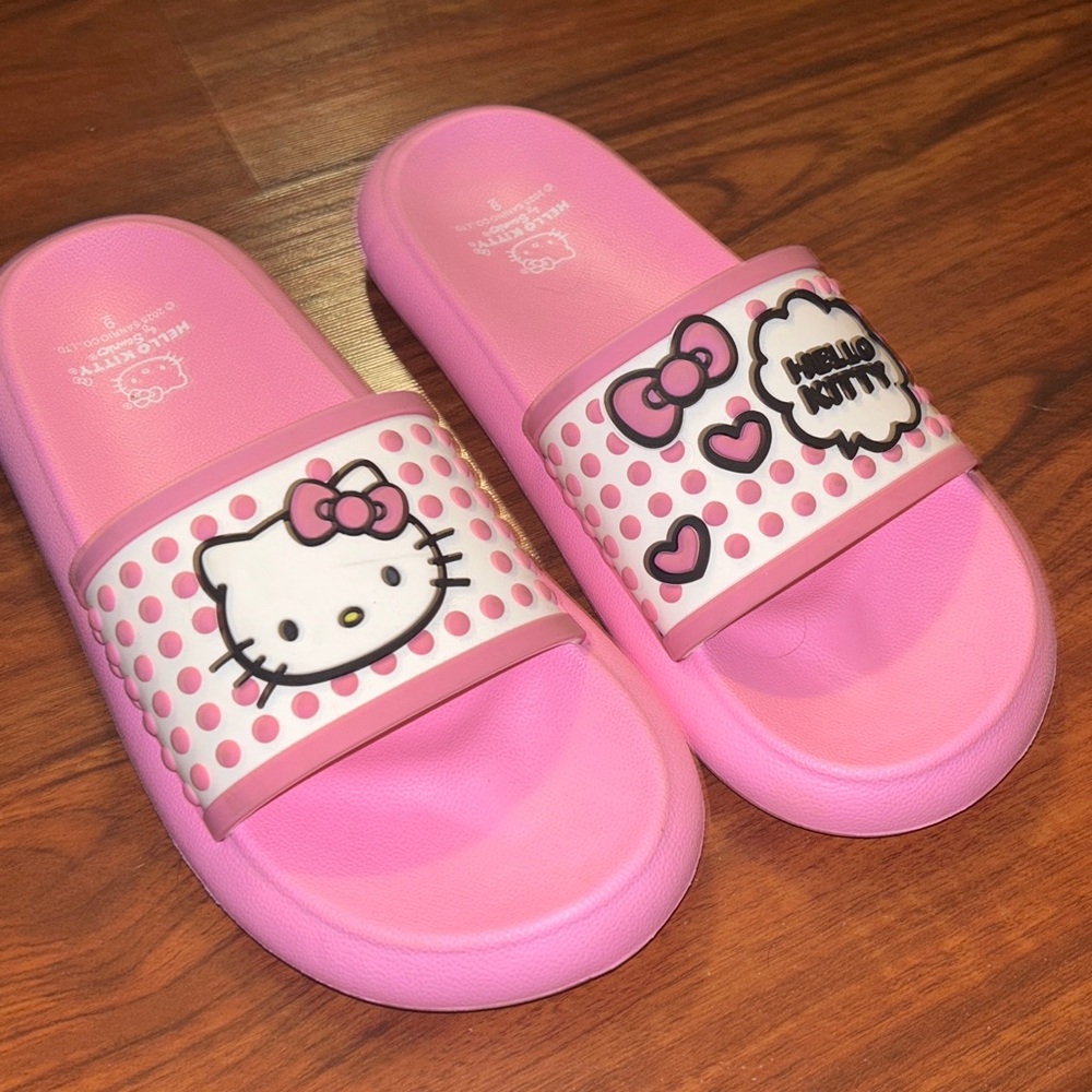 Hello Kitty Pink-White Polka-Dot Slide Sandals Sz9